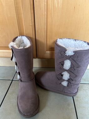 Girl’s UGG Koolaburra Mauve-Taupe Faux Suede Fur-Lined Winter Boots